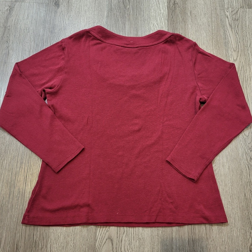 Apt. 9 Petite M Women's Long Sleeve Blouse Sequins /Beaded Cherry Red - Picture 5 of 10